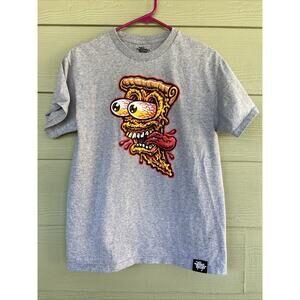 Jimbo Phillips Gray Crewneck Pizza Face Skateboarding Graphic Tshirt Tee Medium